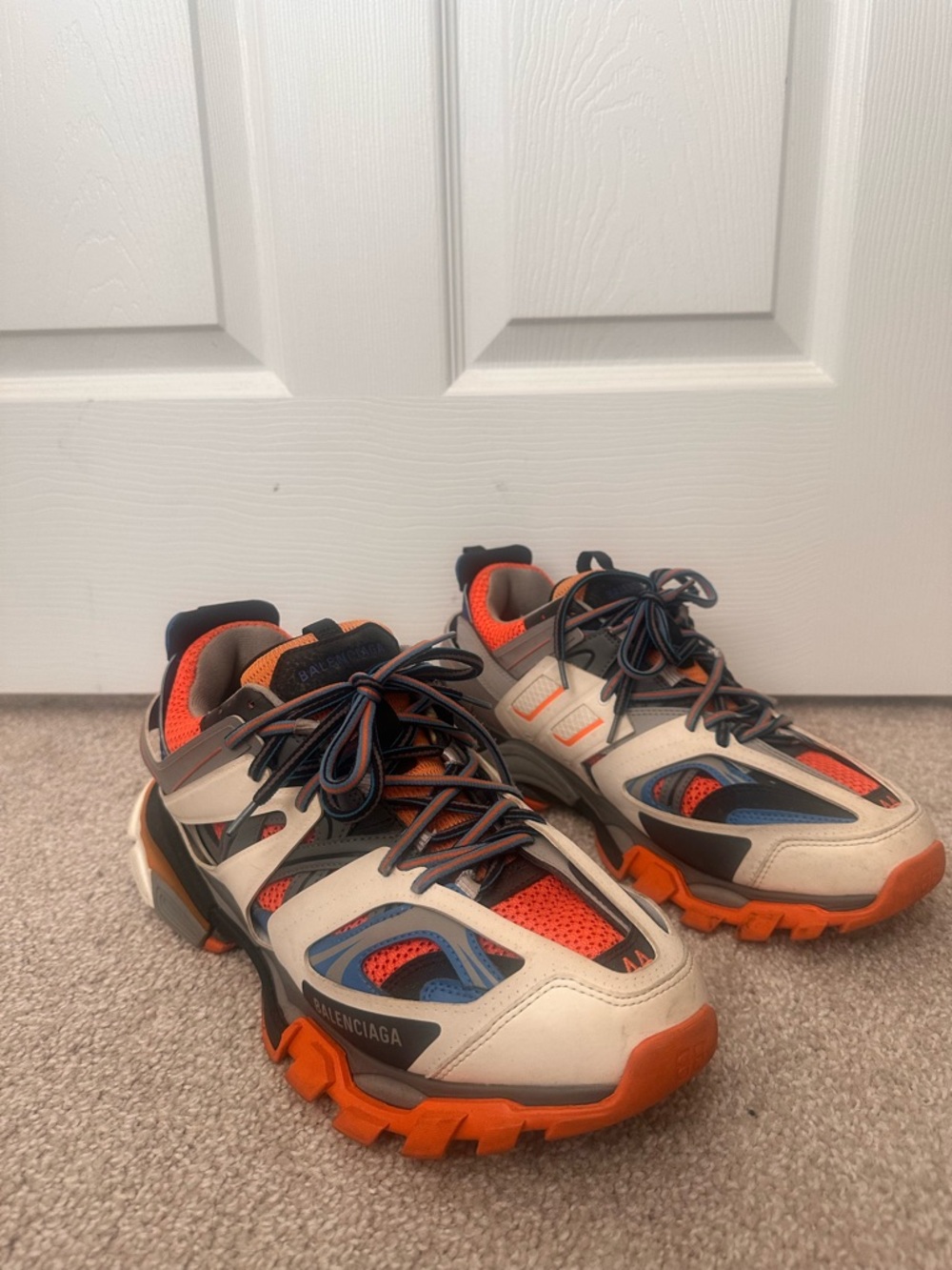 Balenciaga Men's Track 2 Sneakers in Orange and Blue - Picture 2 of 7